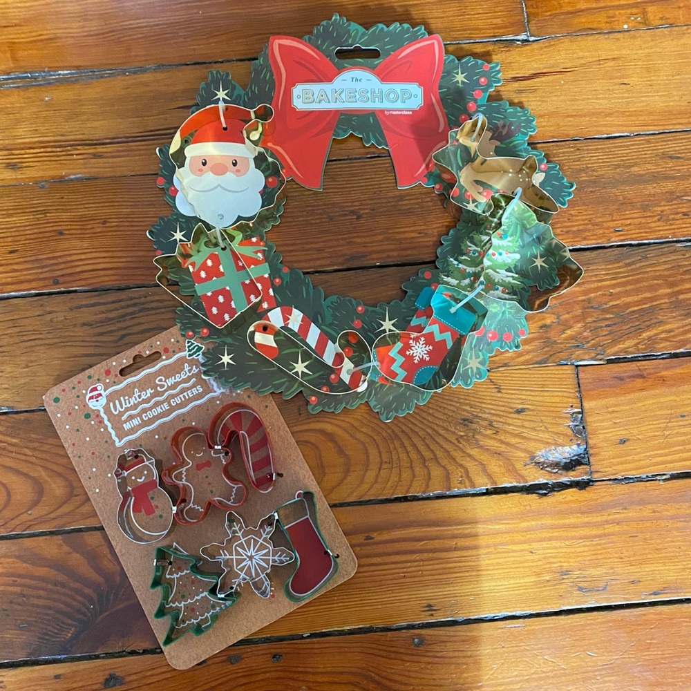 Bundle of 12 Holiday Themed Christmas Cookie Cutters 6 Medium & 6 Small 2 Sets